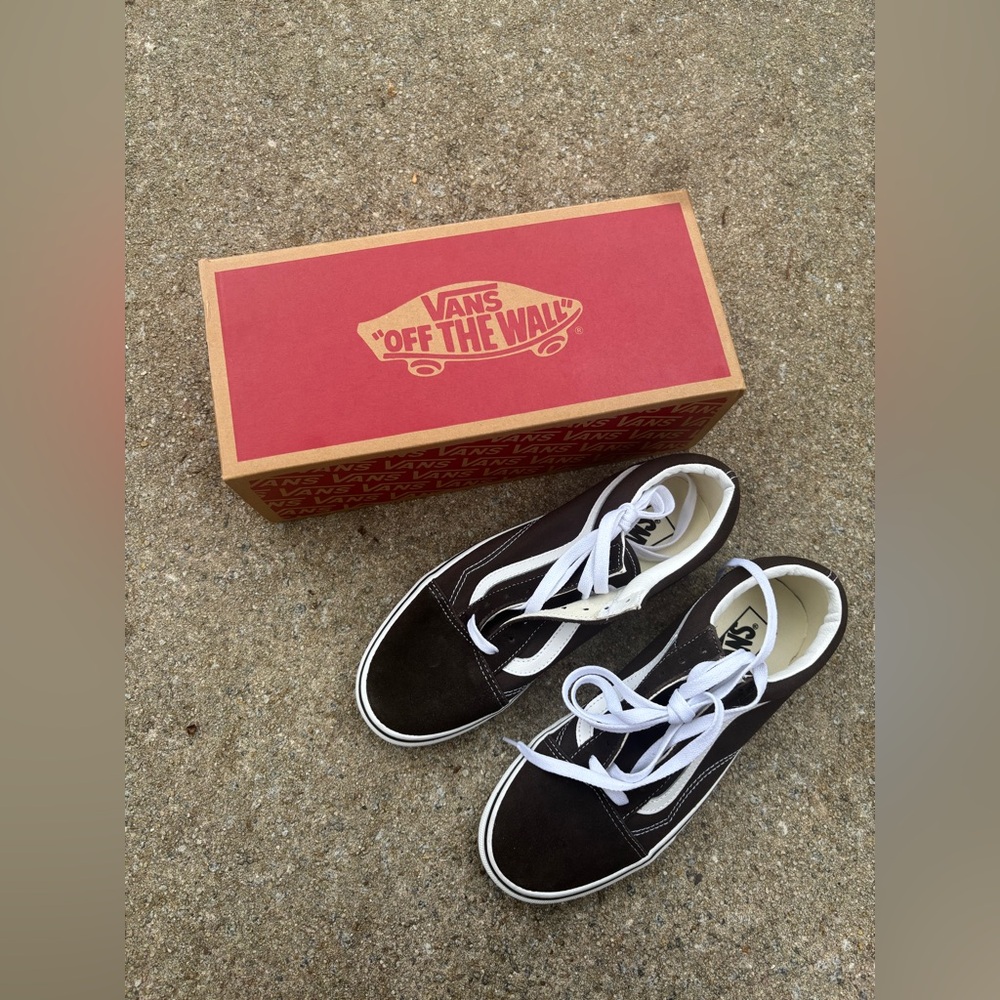Vans Old Skool Brown and White Canvas Sneakers - Picture 6 of 11